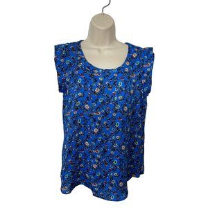 Pleione Women's XS Bailey Ditsy Blue Floral Blouse